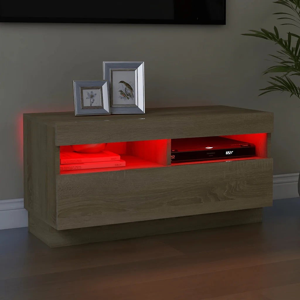 Mobile Porta TV con Luci LED-Credenza per TV Rovere Sonoma 80x35x40 cm