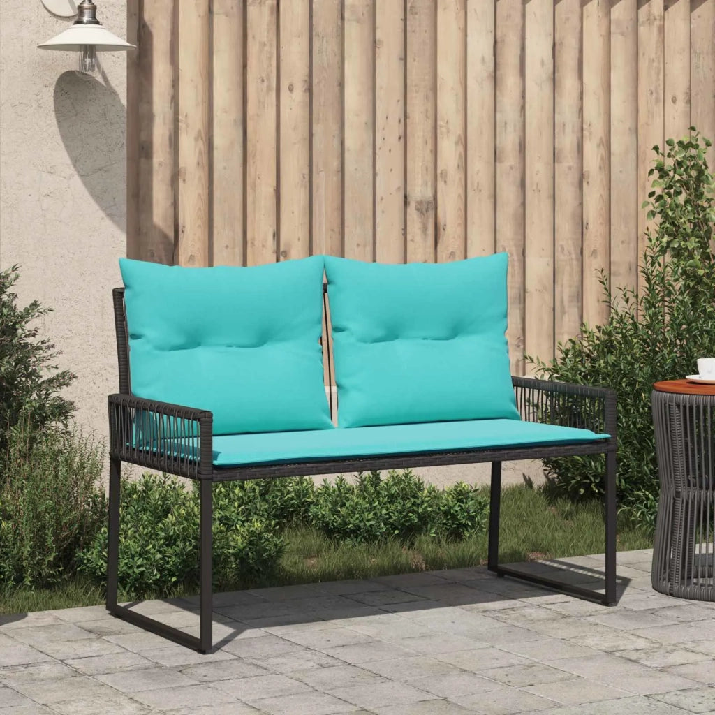 Panchina da esterno 4 pcs Nero e Turchese polyrattan 42025163