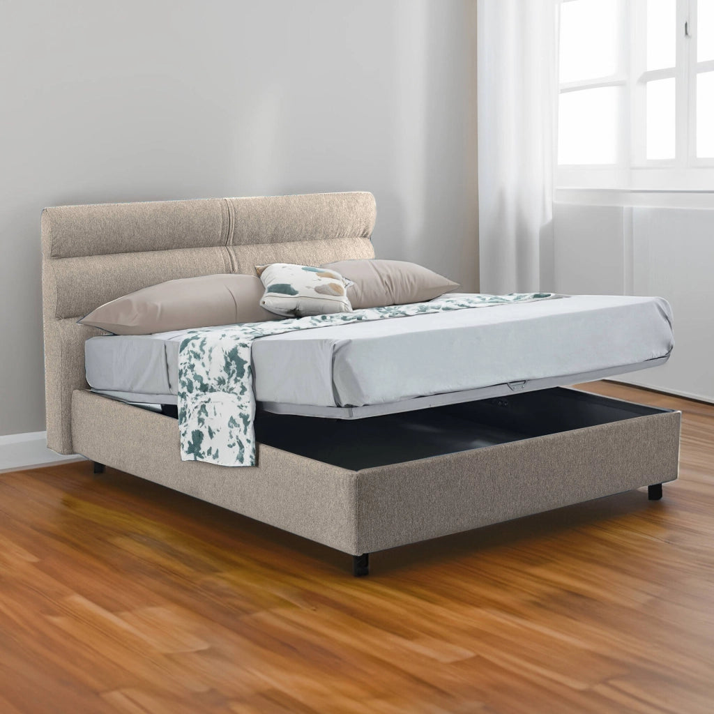 Letto Matrimoniale Briaglia, Letto Matrimoniale Sfoderabile Made in Italy, Grigio Tortora\