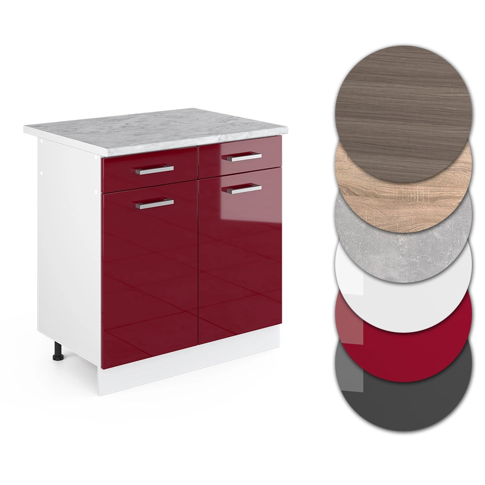 Vicco Mobiletto base per cucina Rosso lucido 80 cm , PL Marmo