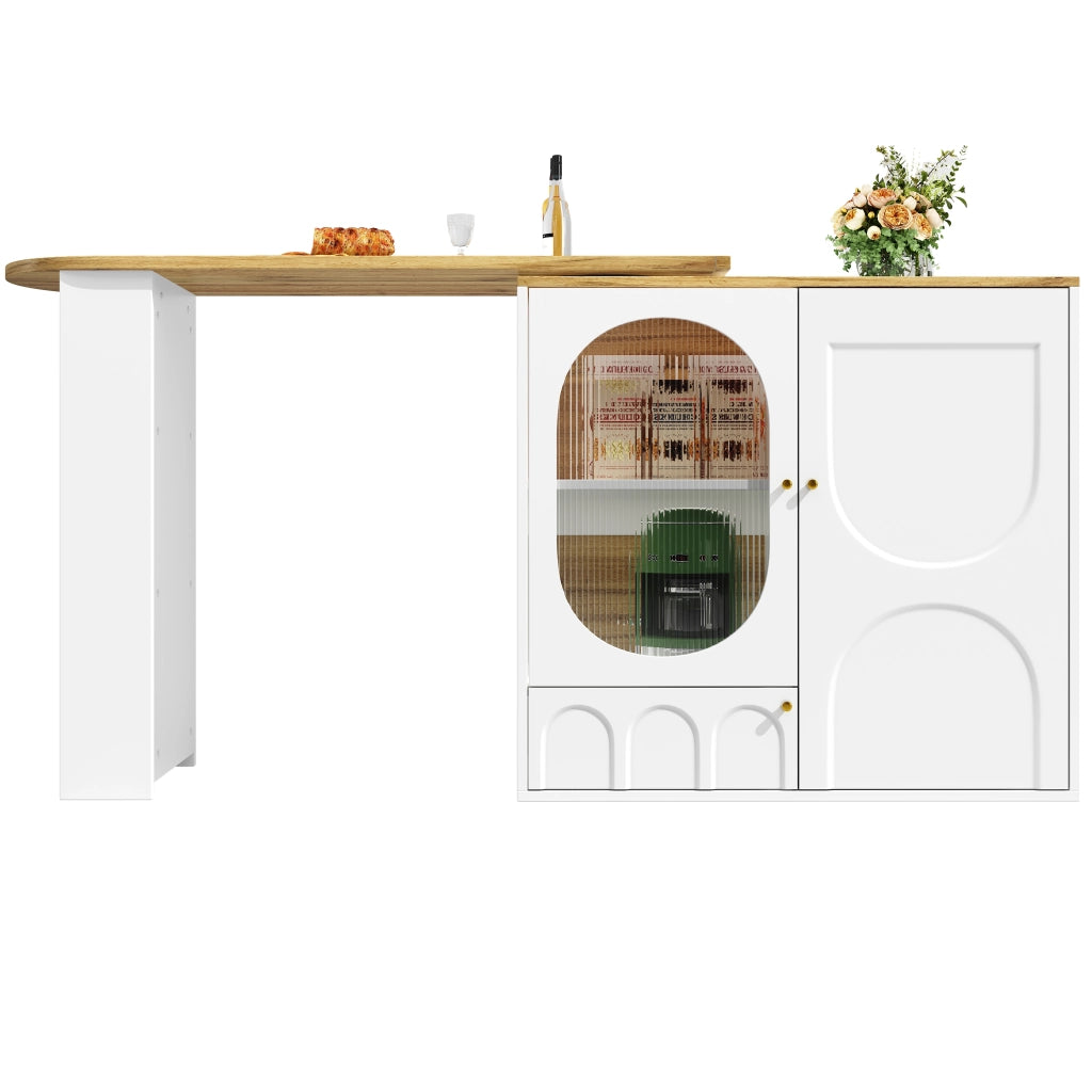 Isola da Bar Girevole 360¡ã con Ante e Vani ¨C MINIMAL ¨C Bianco/Nero, 138x39x102 cm