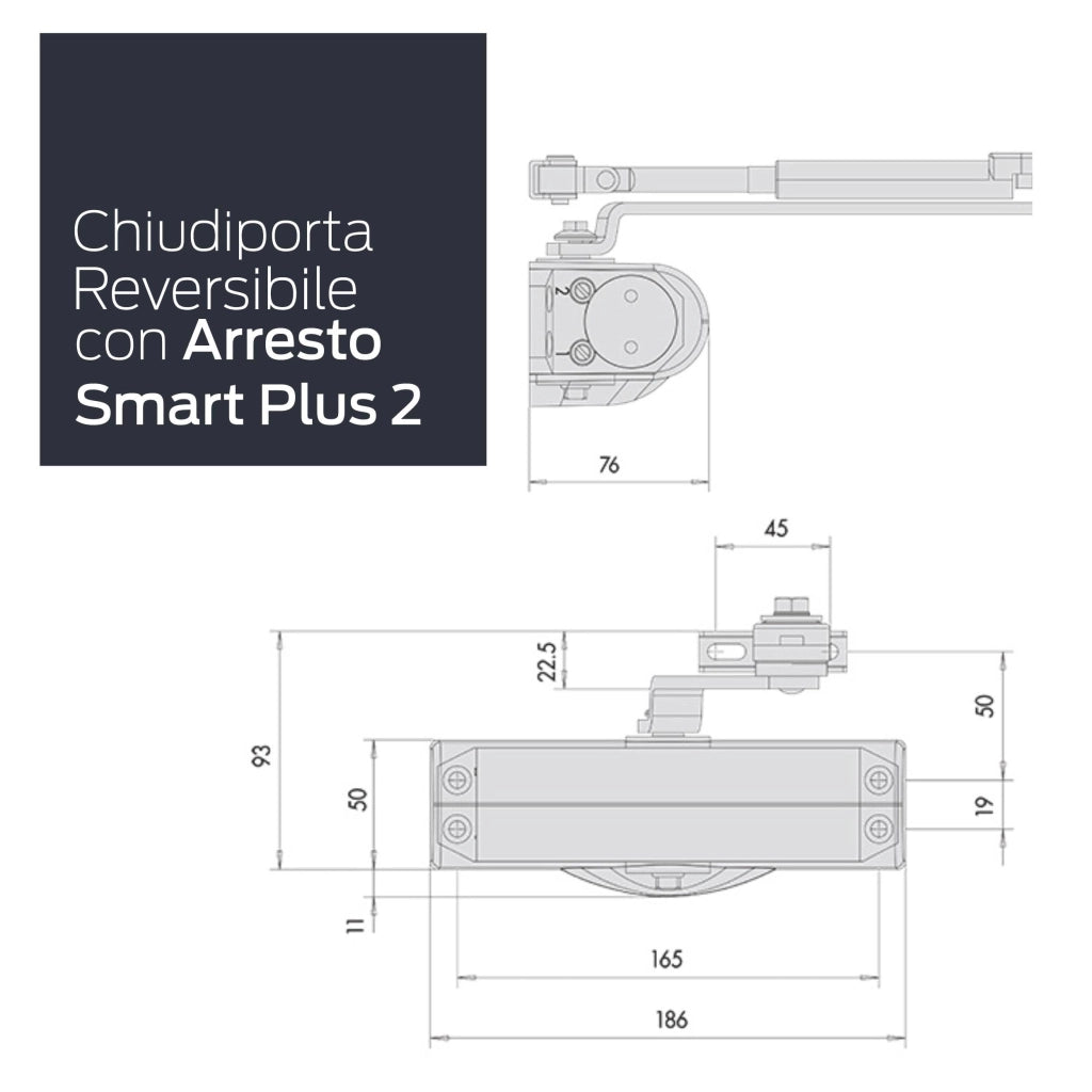 CHIUDIPORTA AEREI MULTIFORZA CON ARRESTO C1416  nero 090 (C141603090)    CISA