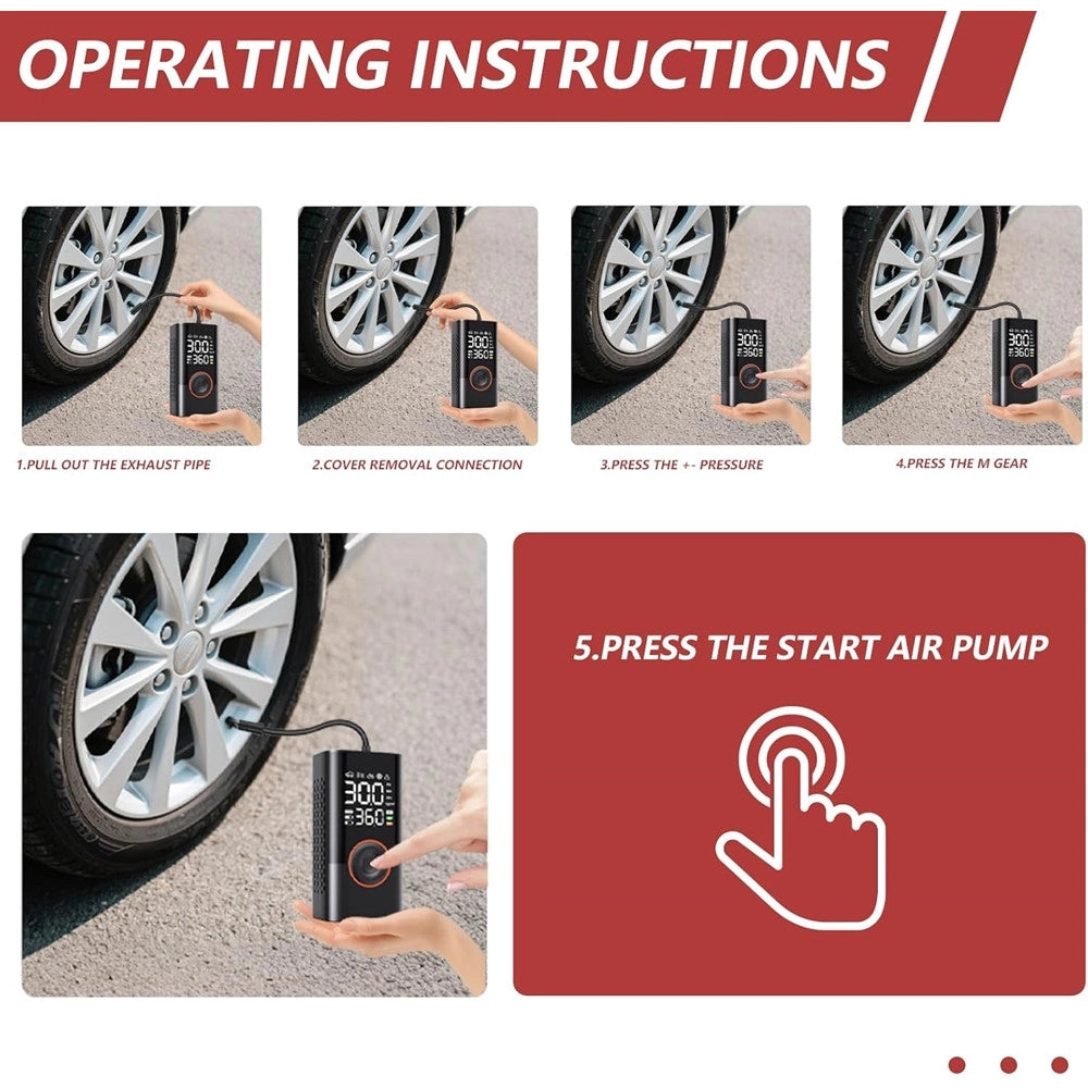 Trade Shop - Mini Compressore Ad Aria Portatile Gonfia Pneumatici Gomme Auto Moto Gonfiaggio Rapido -