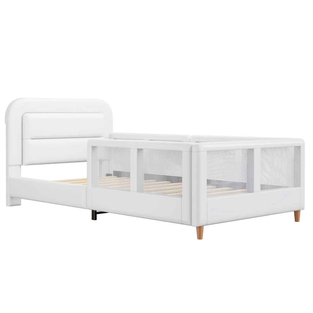 Letto imbottito 90x200 con sponde di sicurezza - Zephmum - Bianco