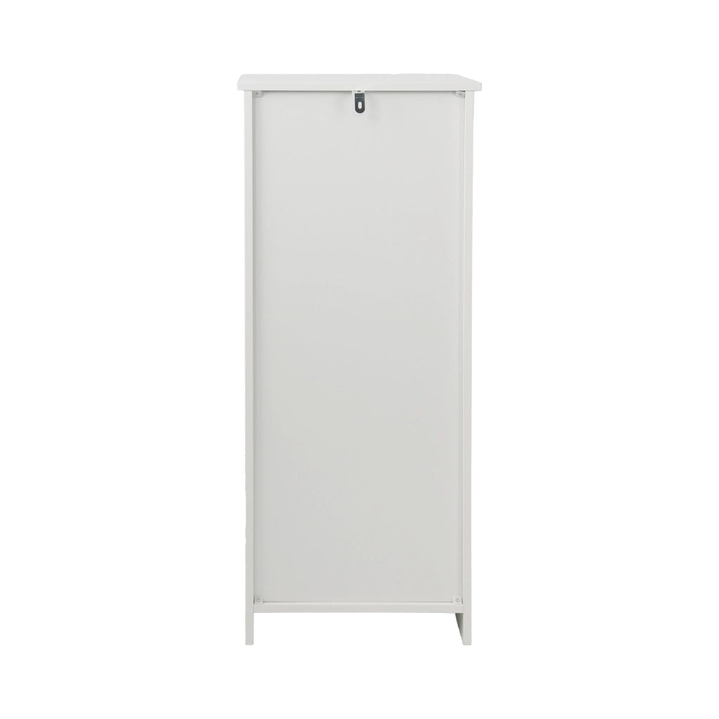 Armadietto da bagno con porta a lamelle e vano aperto, per bagno, in MDF e truciolare, bianco, 95.3 × 37.3 × 10.5 cm