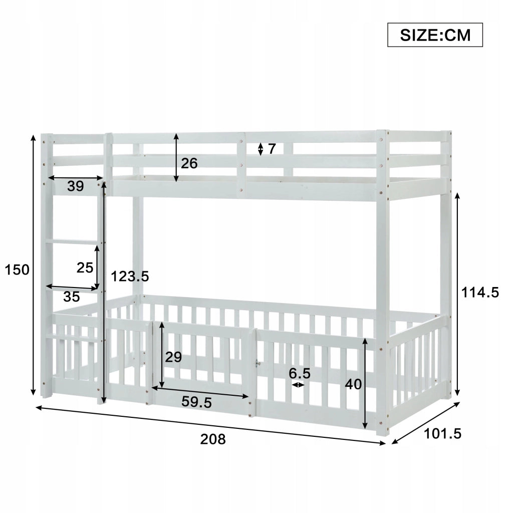 Letto a castello 90x200cm bianco con scala - Xylo