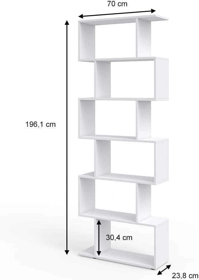 Divisorio per ambienti Levio, Bianco, 70 x 192.2 cm, per una suddivisione flessibile degli spazi in forma a Z, posizionabile su entrambi i lati