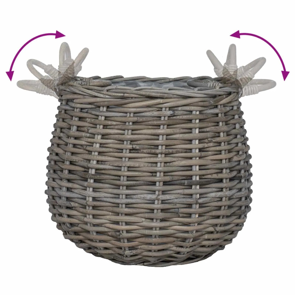 Cestino per piante con archiviazione 2 pcs Grigio Rattan Lacak