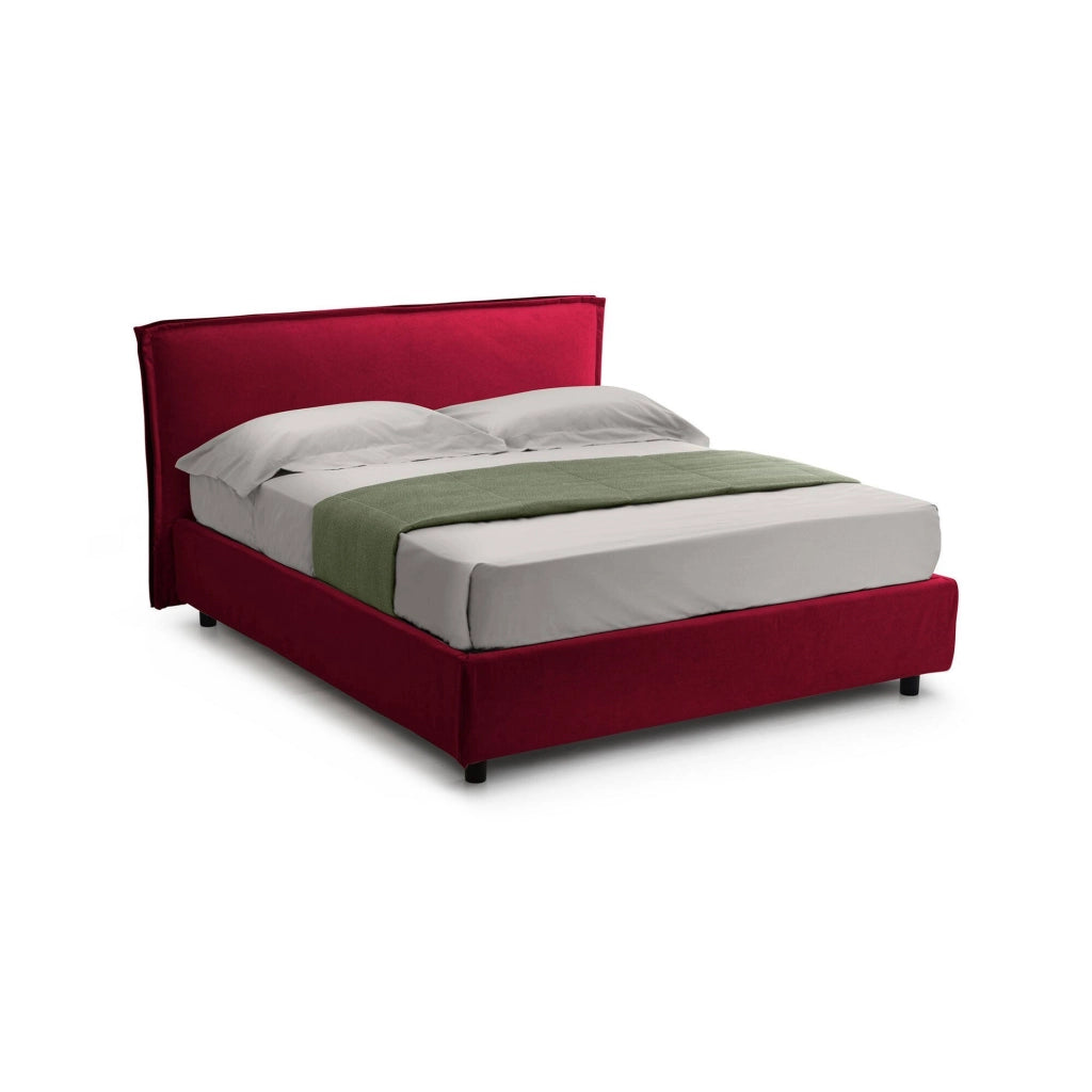 Letto Matrimoniale Brunate, Letto Matrimoniale Materasso Incluso Made in Italy, Rosso