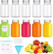 10 pezzi Bottiglie da 2,7 oz/80 ml in vetro con coperchi - Mini bottiglie da Ginger Shot riutilizzabili piccole con spazzole, etichette e imbuto per succhi e erbe