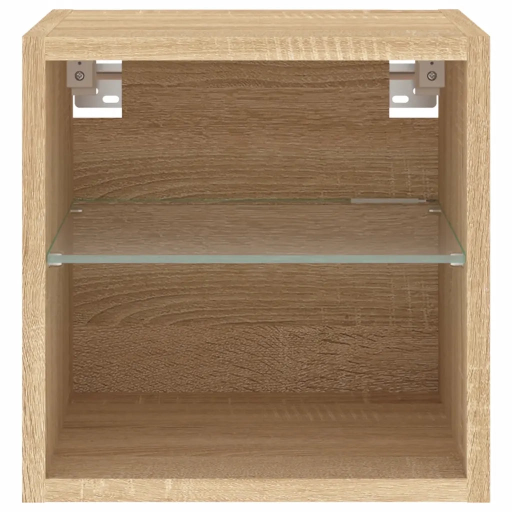 Mobile TV a Parete con Luci LED Rovere Sonoma 30x28,5x30 cm 836977