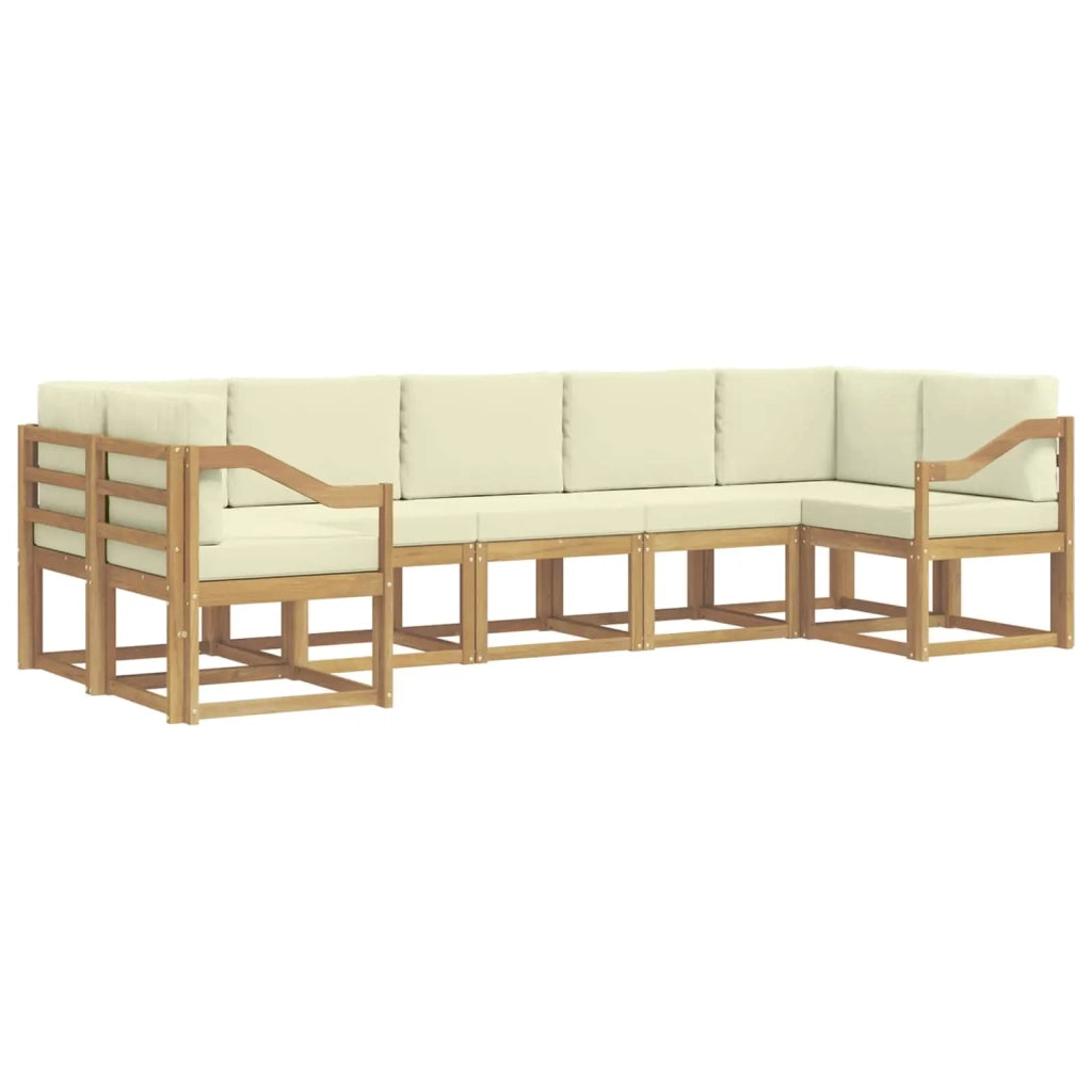 Set di divani da esterno con cuscino 7 pcs Bianco e Crema