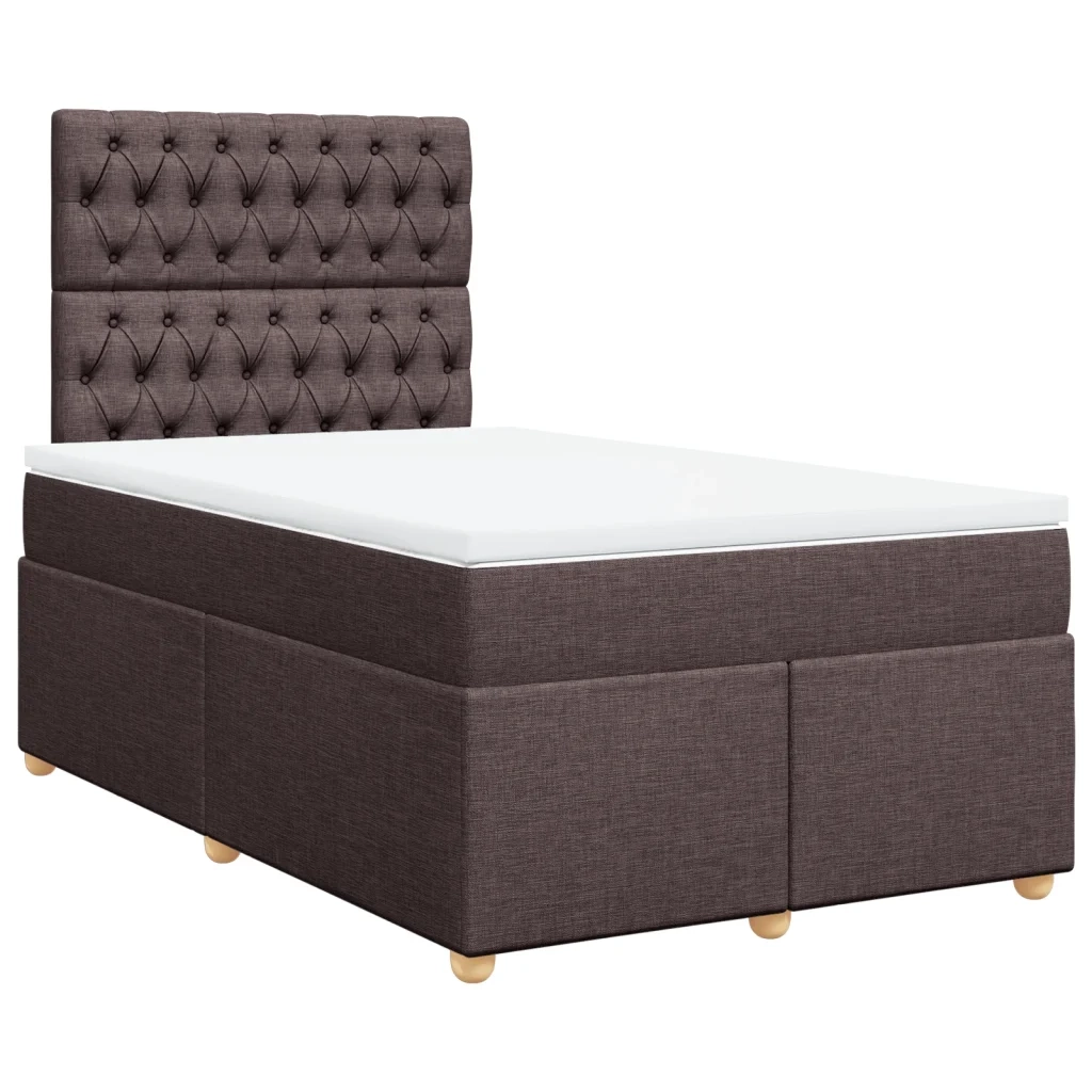 Giroletto a Molle con Materasso Marrone Scuro 120x200cm Tessuto