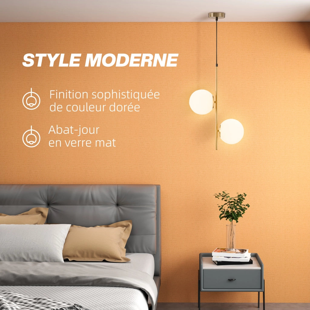 Lampadario a sospensione ¨C zephmum ¨C testa doppia regolabile, colore oro