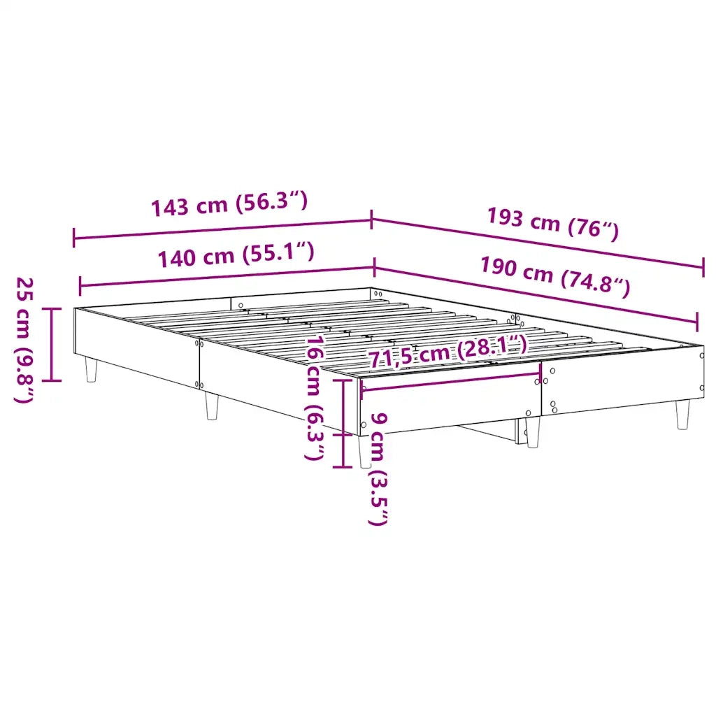 vidaXL Giroletto senza Materasso Nero 140x190 cm in Legno Multistrato
