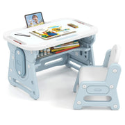 Set tavolo e sedie per bambini altezza regolabile 80 x 50 x 49/53/57 cm comfort ergonomico design blu 20_0012018