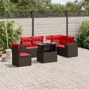 Set Divani da Giardino 7 pz con Cuscini Marrone in Polyrattan 3269204