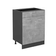Mobiletto base per cucina R-Line Calcestruzzo/Antracite 60 cm con cassetto, senza piano di lavoro Vicco