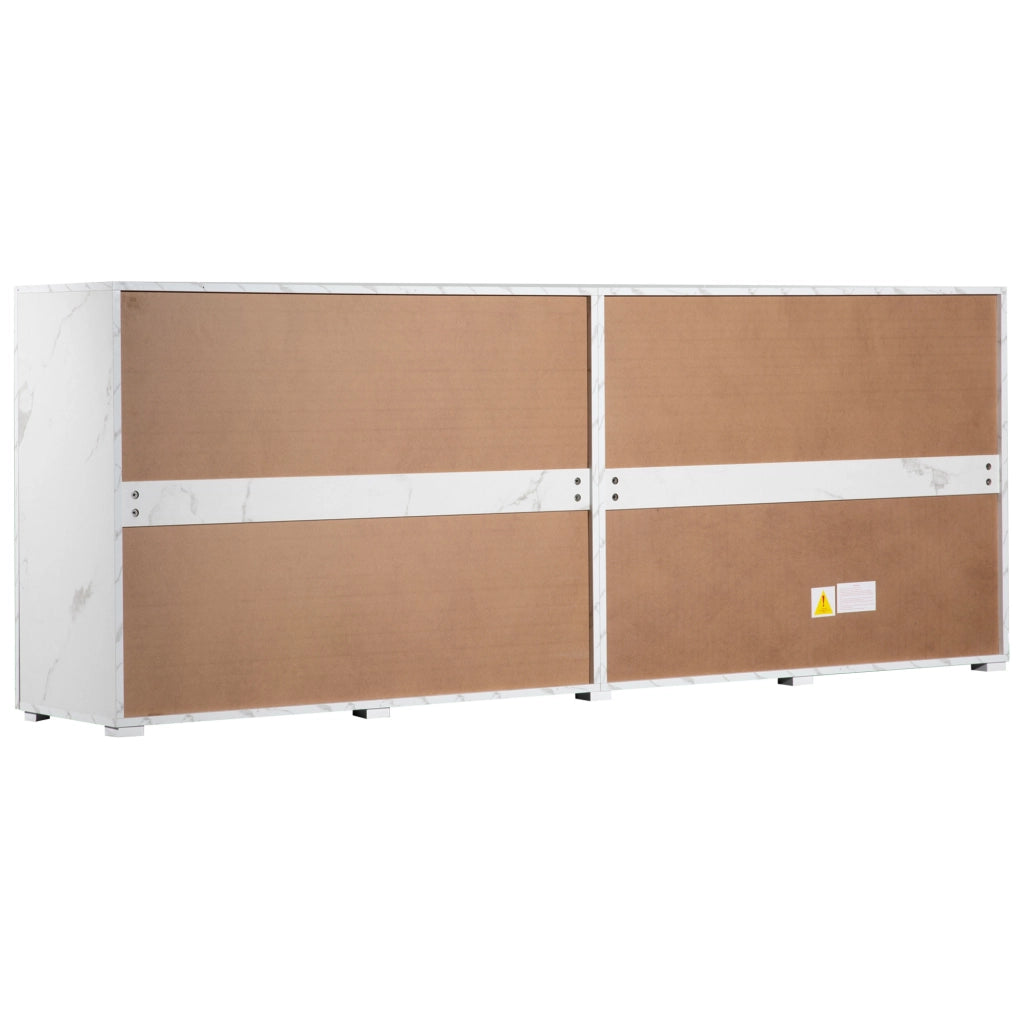 Credenza moderna bianco marmorizzato 208 x 39;5 x 80 cm con 4 ante e 2 cassetti