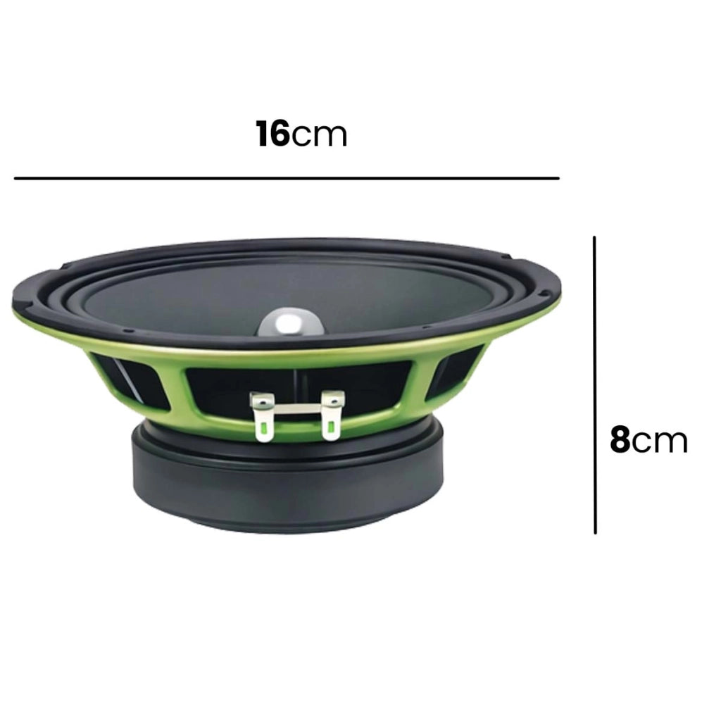 Altoparlante Automobile 350W 16cmx16cm Suono Potente e Chiaro Nero / Verde Avizar