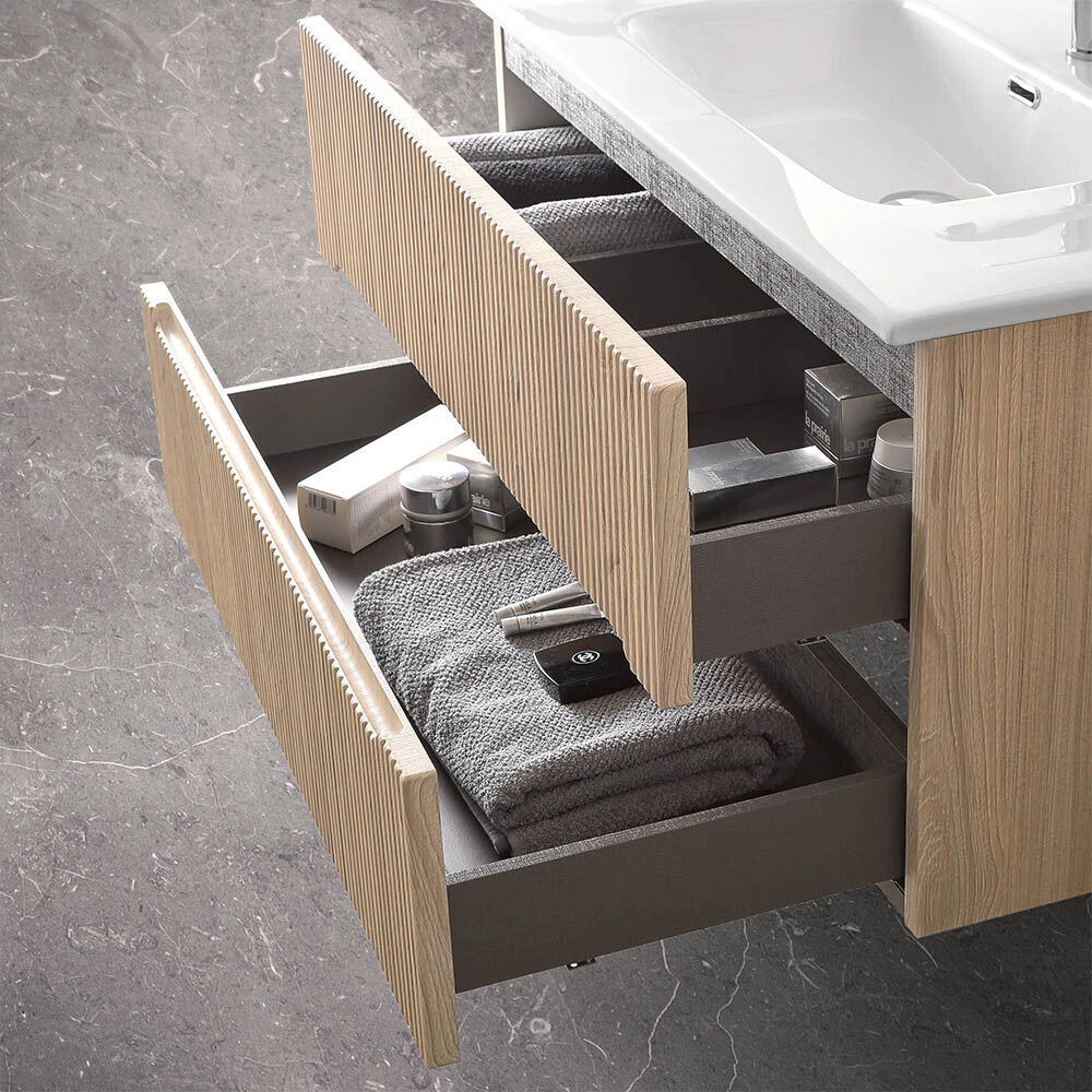 Mobile bagno sospeso cannettato 90 cm rovere chiaro Bali