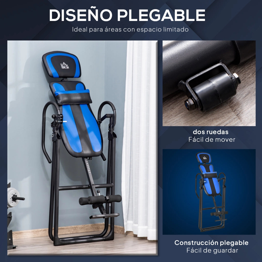 Tavolo Pieghevole con Rulli Altezza Regolabile 140-203 cm ¨C zephmum ¨C Nero e Blu