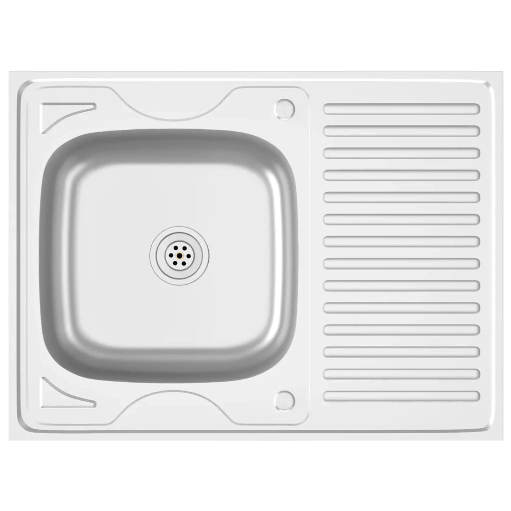 Lavello da Cucina con Scarico-Lavandino-Lavabo Argento 800x600x155 mm Acciaio