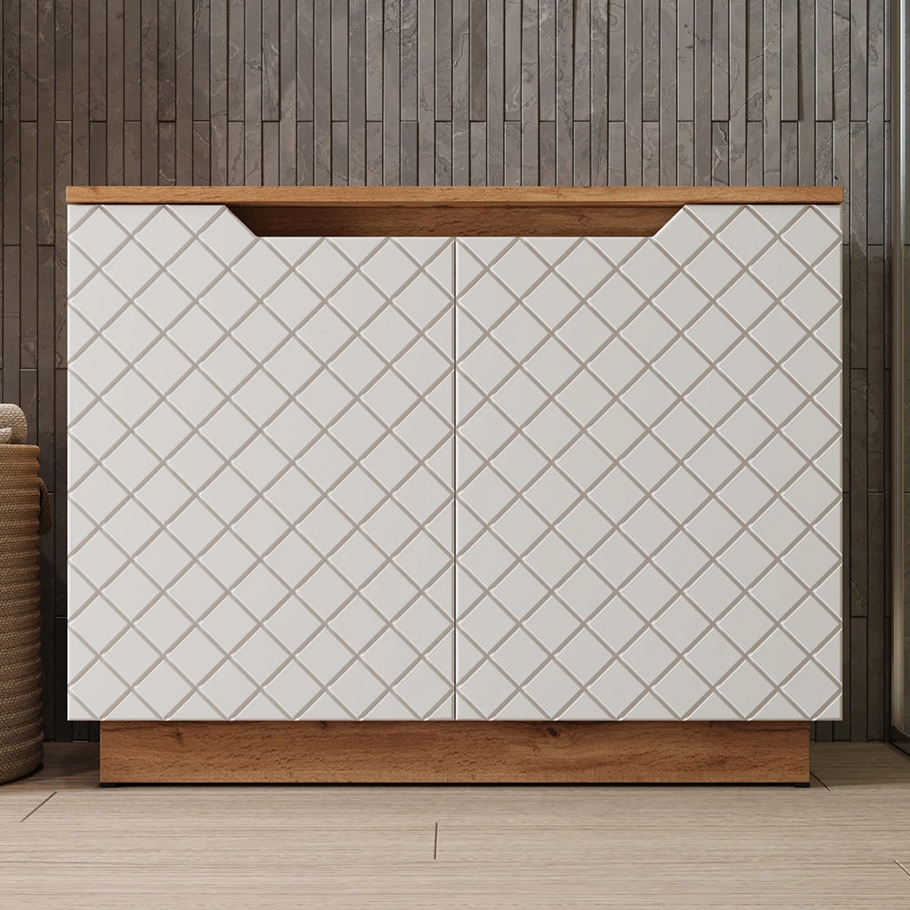 Vicco Mobile sottolavabo per bagno Rovere/bianco con struttura in piastrelle 79.6 x 62.1 cm con 2 porte