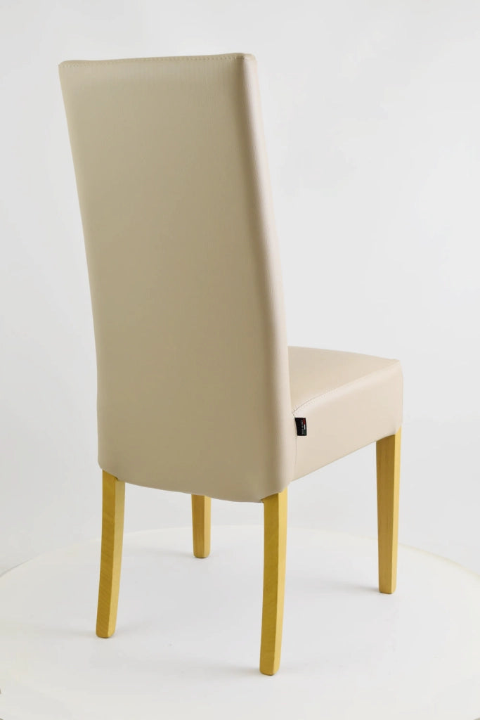 Set 4 sedie Luisa Tommychairs in faggio color rovere, seduta e schienale rivestiti in pelle artificiale color lino