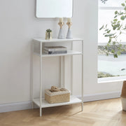 Tavolo a Consolle Kumlinge in Metallo con 3 Piani 85 x 55 x 30 cm Bianco [en.casa]
