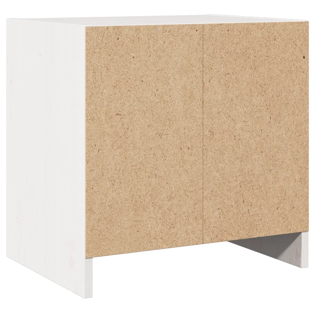 Comodini 2 pz-Set di 2 Tavolino da notte Bianchi 40x30,5x40 cm in Legno Massello di Pino 571503