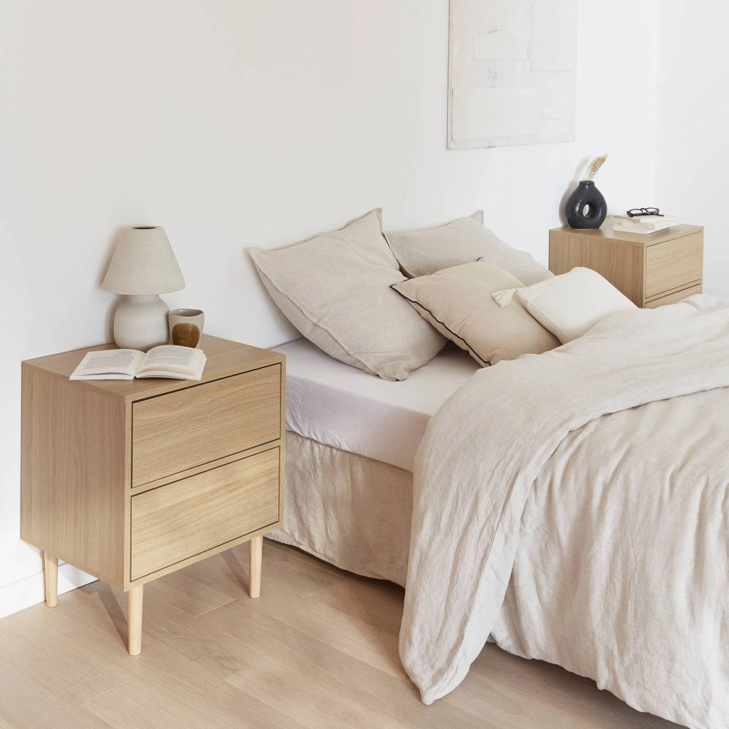 Set 2 comodini effetto legno naturale, marrone naturale