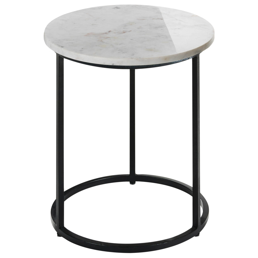 Tavolino Base bianca ø 40 cm Struttura in metallo Piano in ceramica Marmo Design moderno Soggiorno