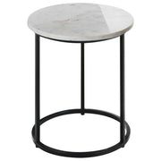 Tavolino Base bianca ø 40 cm Struttura in metallo Piano in ceramica Marmo Design moderno Soggiorno