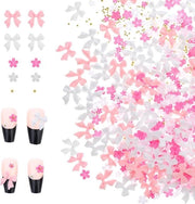 Decorazioni per unghie 3D - 1000 pezzi - Set di decorazioni per unghie - Strisce, fiori, perle - Applicatore di smalto per unghie - Design per unghie DIY - Arte artigianale - Rosa, bianco, oro