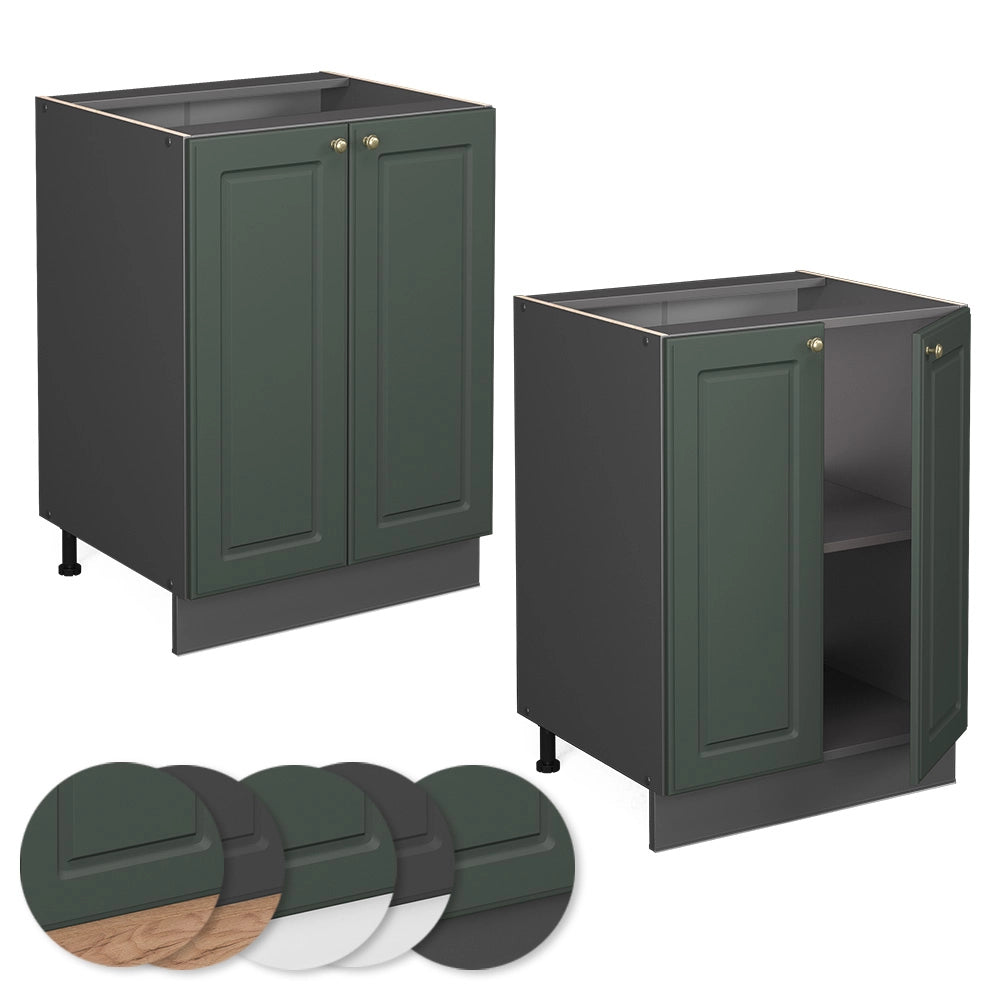 Mobiletto base cucina Fame-Line Verde-oro rustico/Antracite 60 cm senza piano di lavoro Vicco