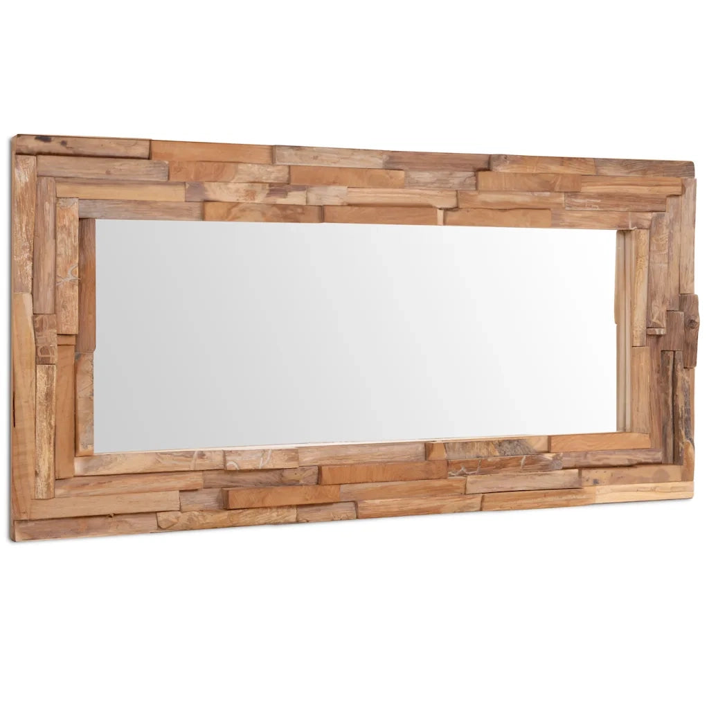 Specchio Decorativo in Legno di Teak 120x60 cm Rettangolare 244564