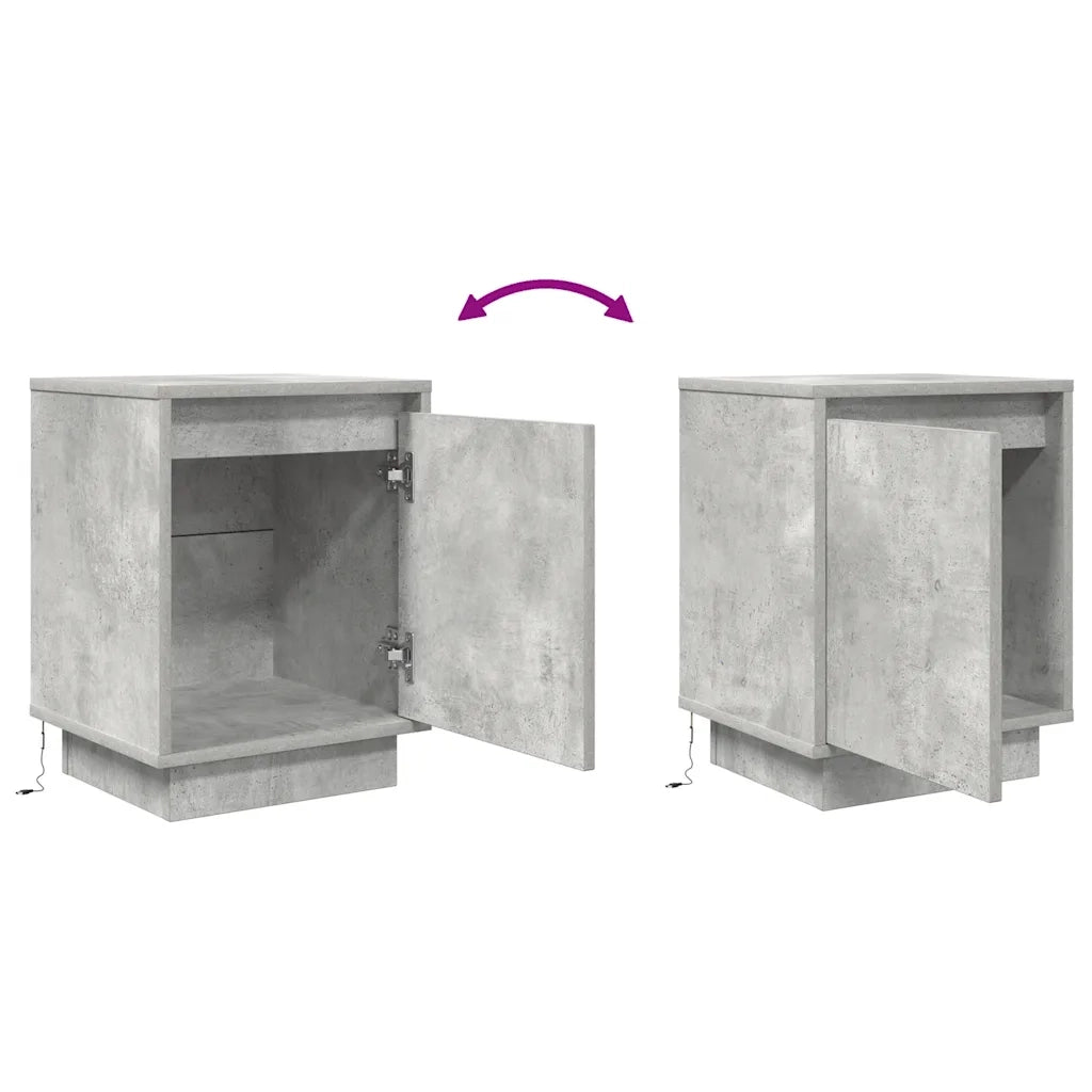 Comodino con Luci LED Grigio Cemento 38x34x50 cm 861271