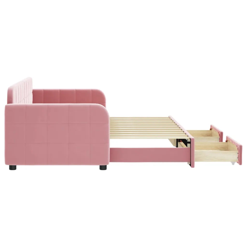 Divano Letto Estraibile con Cassetti Rosa 80x200 cm Velluto 3196973