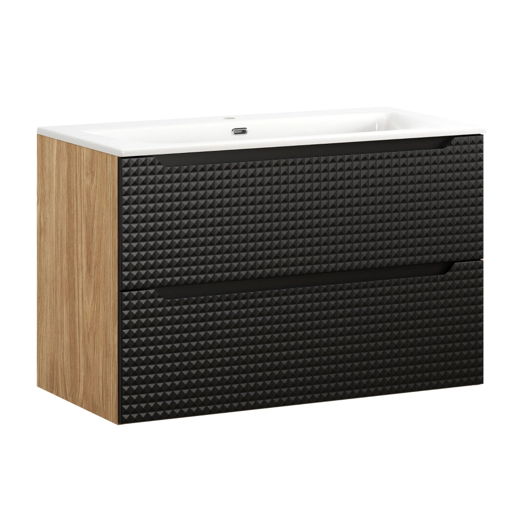 Set mobili bagno 90 cm con lavabo per mobile SKY Luxor Black 90 x 1401 x 46 cm