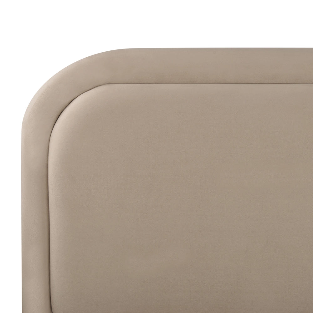 Letto matrimoniale EU Beige Velvet 140 x 200 cm Imbottito Telaio Poggiatesta