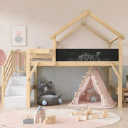 Letto a castello per bambini 90x200 cm con scala contenitore