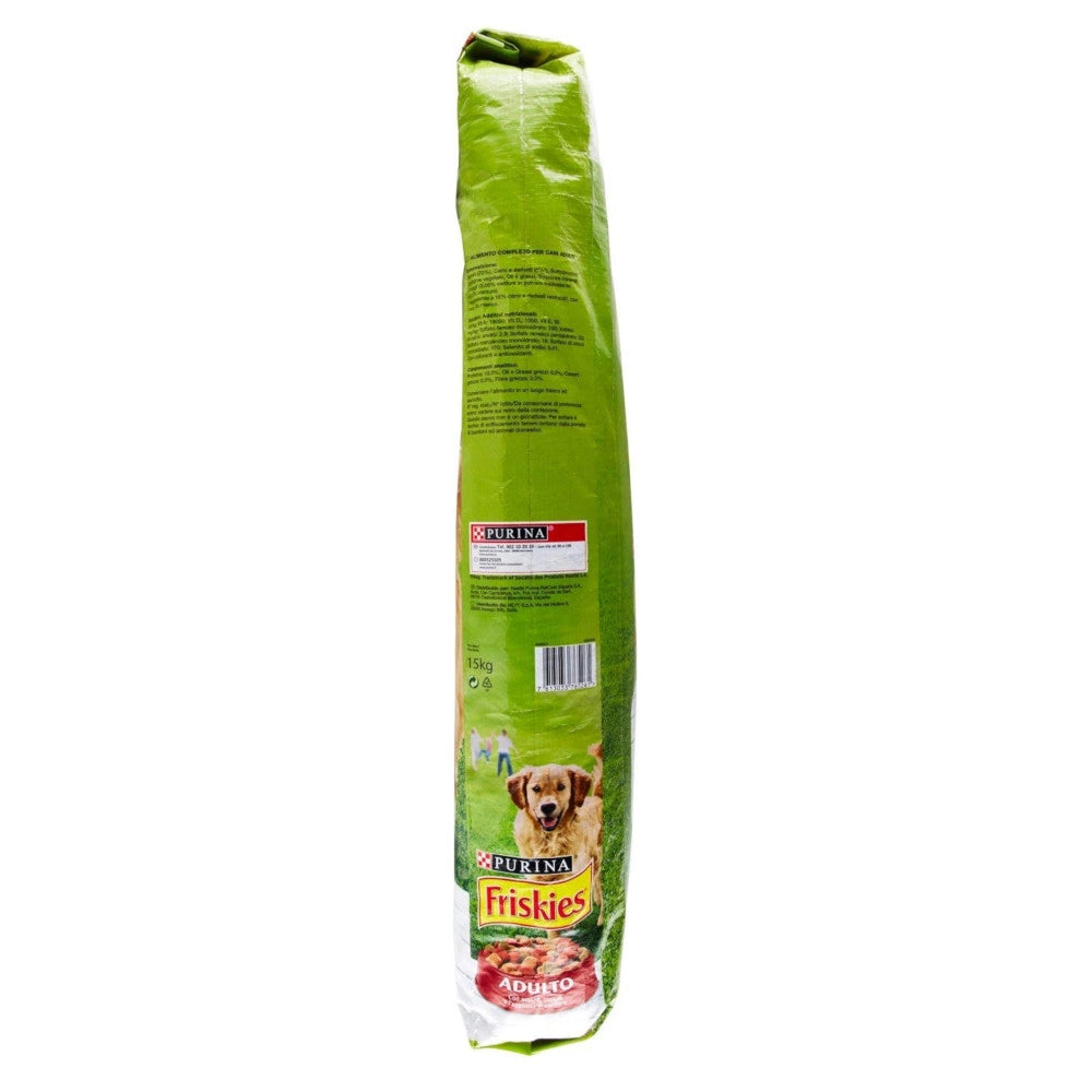 Multipack da 2 pz di purina friskies crocchette con manzo e aggiunta di verdure per cani adulti 15 kg cad