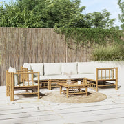 Set Salotto da Giardino 7pz con Cuscini Bianco Crema in BambÃ¹cod mxl 104258