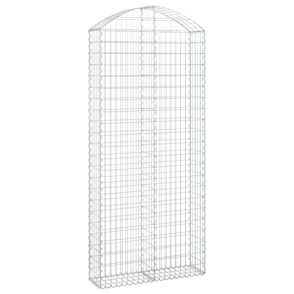 Cesto gabbione recinzione a gabbia muro di contenimento ad arco 100 x 30 x 220/240 cm ferro zincato argento 02_0039956