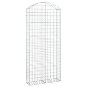 Cesto gabbione recinzione a gabbia muro di contenimento ad arco 100 x 30 x 220/240 cm ferro zincato argento 02_0039956
