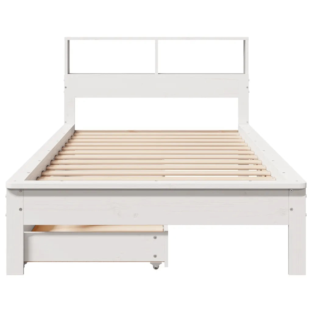 Letto Libreria senza Materasso Bianca 90x200 cm Legno di Pino 3309819