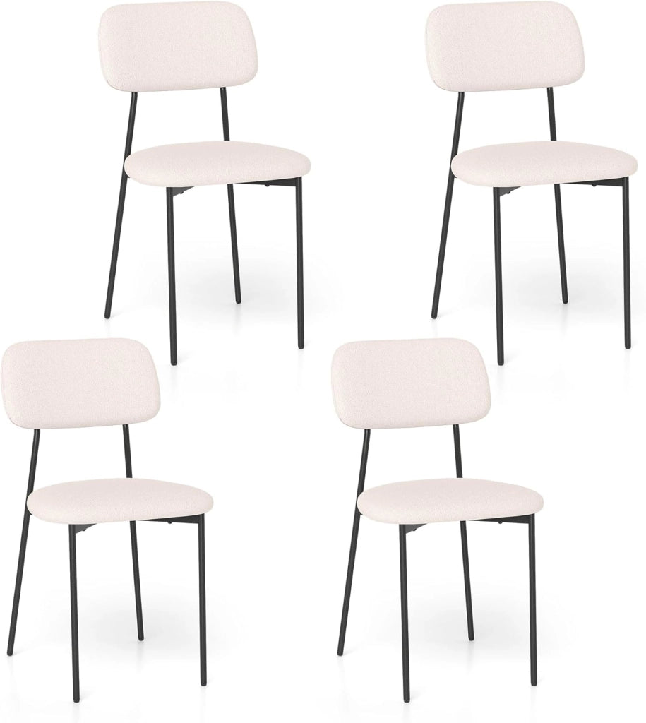 Set di 4 sedie da pranzo moderne con seduta e schienale imbottiti in lino, telaio in metallo, seduta imbottita, carico fino a 150 kg, per casa e ristorante