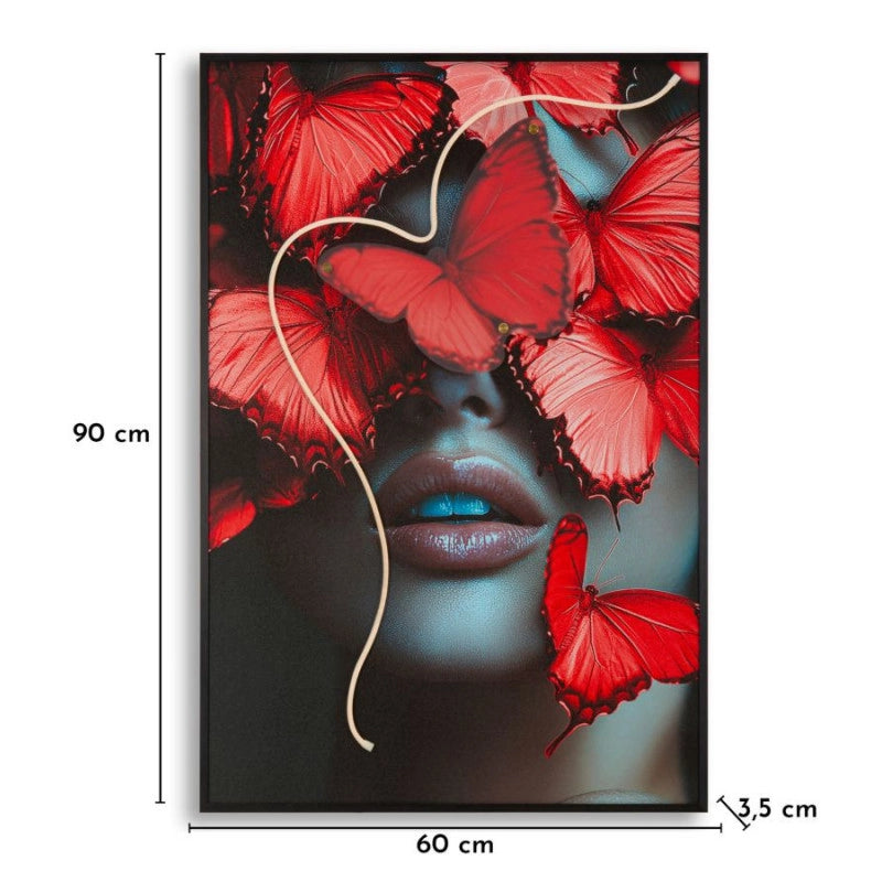 Stampa Con Led Su Tela Butterflies cm 60x3,5x90 (applicazione 3d Acrilico)