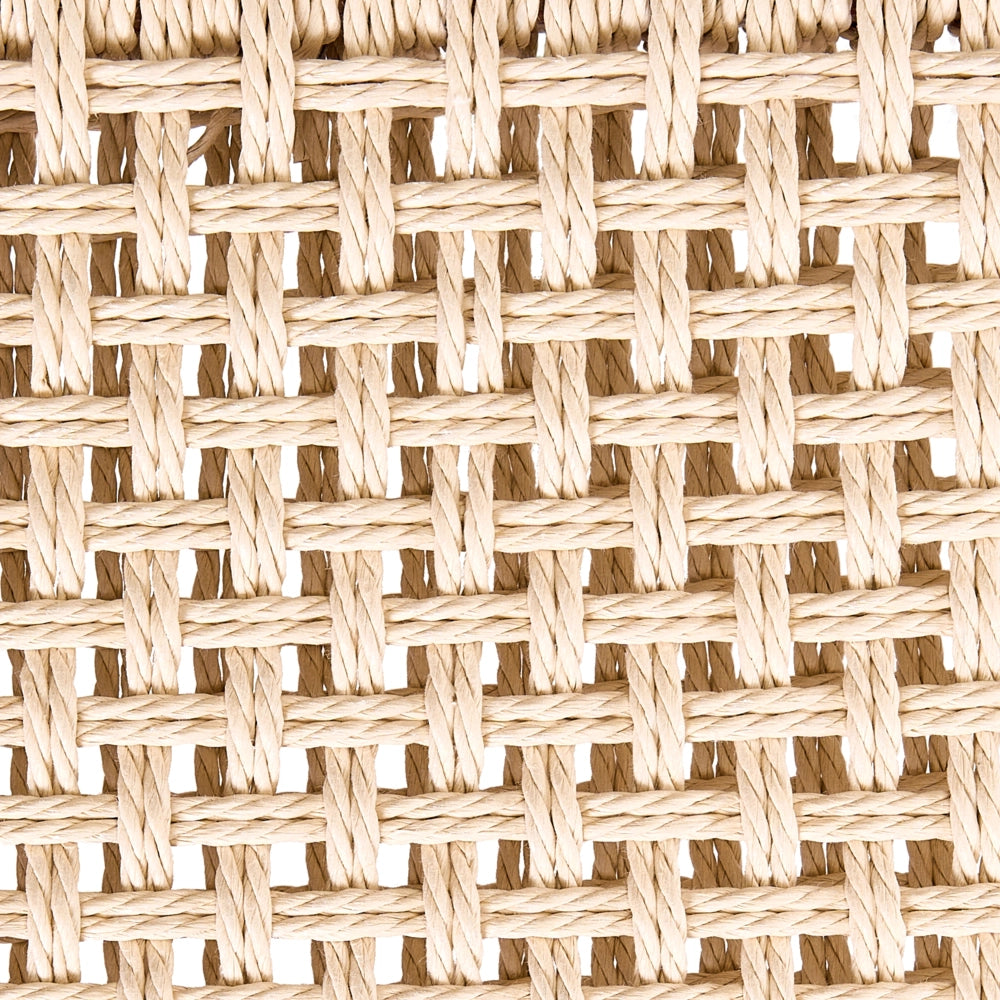 Set di 2 sedie da pranzo marrone e beige Struttura in legno di gomma beige Seduta e schienale in corda di carta Sala da pranzo Boho